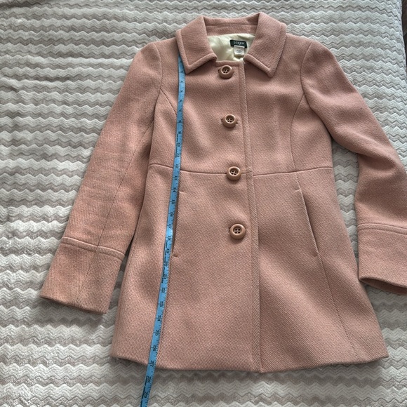 Pink J. Crew Pea Coat Size 0 - Picture 8 of 9